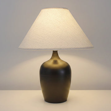 Meiping-Inspired Table Lamp with Linen Shade | Elegant Bedroom Lighting for Serene Spaces