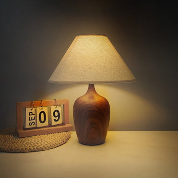 Meiping-Inspired Table Lamp with Linen Shade | Elegant Bedroom Lighting for Serene Spaces
