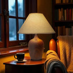 Meiping-Inspired Table Lamp with Linen Shade | Elegant Bedroom Lighting for Serene Spaces