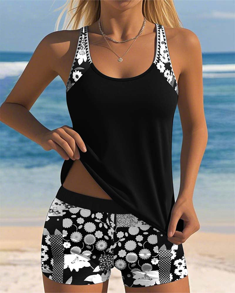 Melanie Collection | Women's Two-Piece Swimsuit with Adjustable Straps | Floral Design for All-Day Comfort