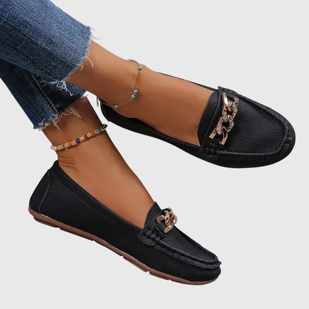 Melissa Collection | Black Loafers for Women with Cushioned Insole | Stylish Comfort for All-Day Wear