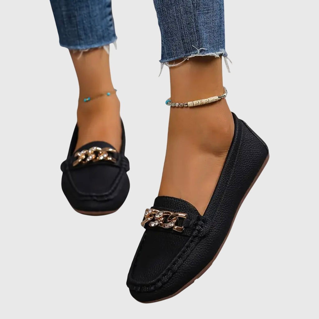 Melissa Collection | Black Loafers for Women with Cushioned Insole | Stylish Comfort for All-Day Wear