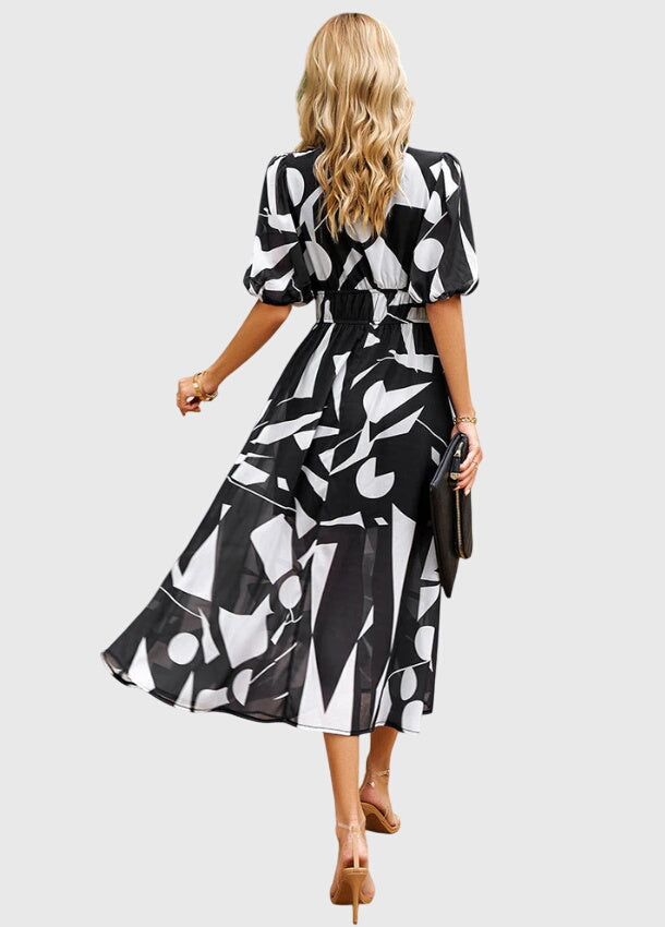 Merlin Collection | Women's Floral Midi Dress with Smocked Waist Design | Elegant Summer Dress for Wedding Guests