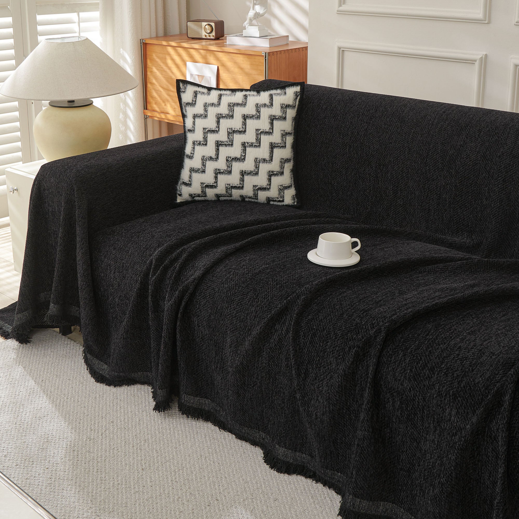 Soft Breathable Herringbone Sofa Cover for Modern Cozy Living