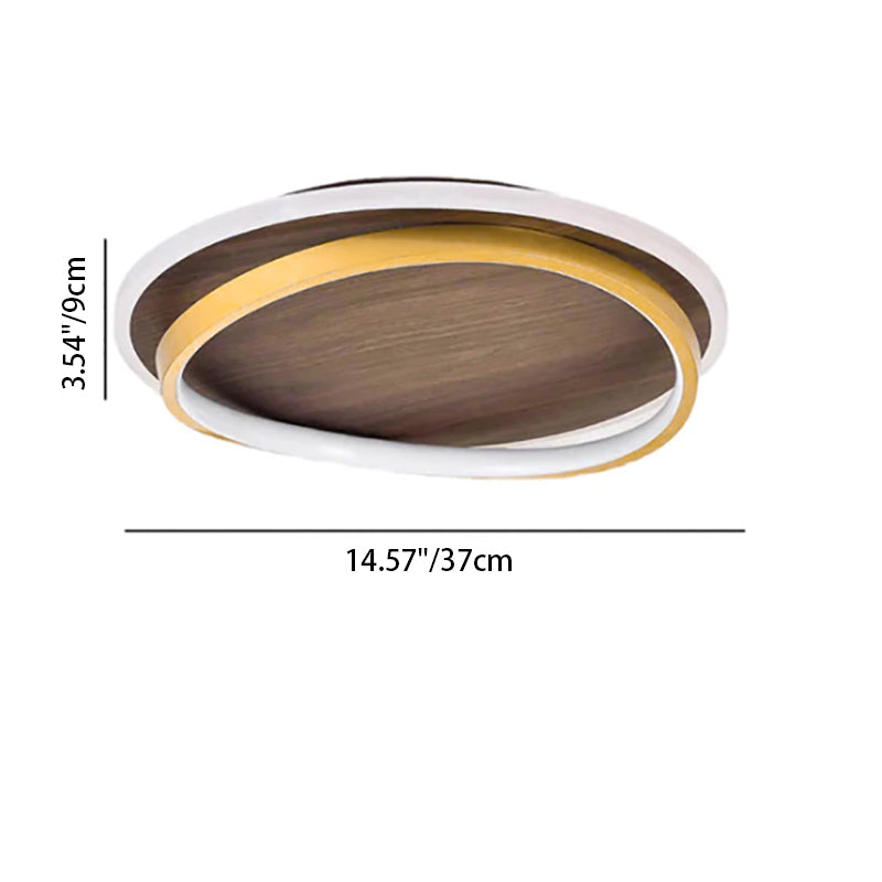 Minimalist Walnut Grain Flush Mount Ceiling Light with LED Illumination | Modern Design for Elegant Spaces