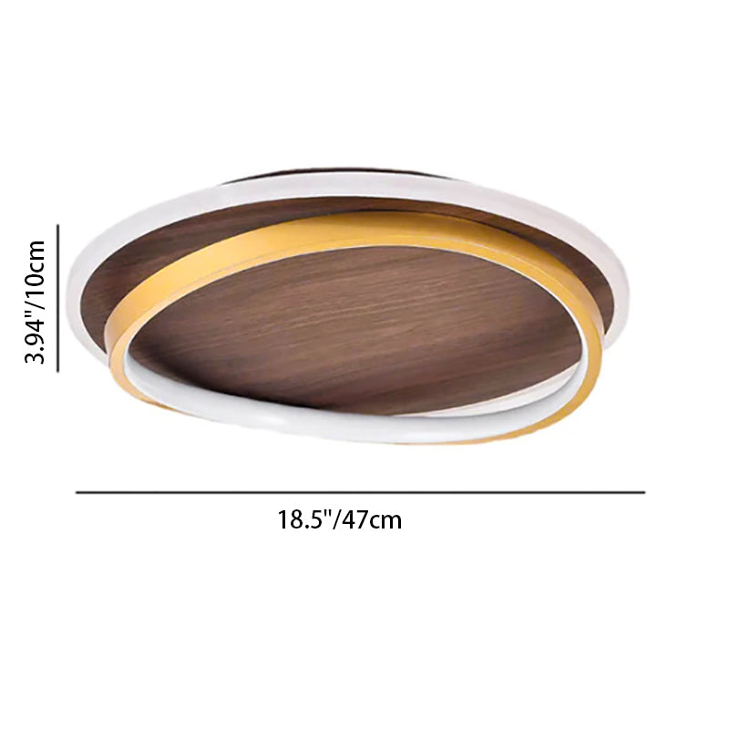 Minimalist Walnut Grain Flush Mount Ceiling Light with LED Illumination | Modern Design for Elegant Spaces