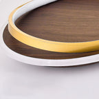 Minimalist Walnut Grain Flush Mount Ceiling Light with LED Illumination | Modern Design for Elegant Spaces