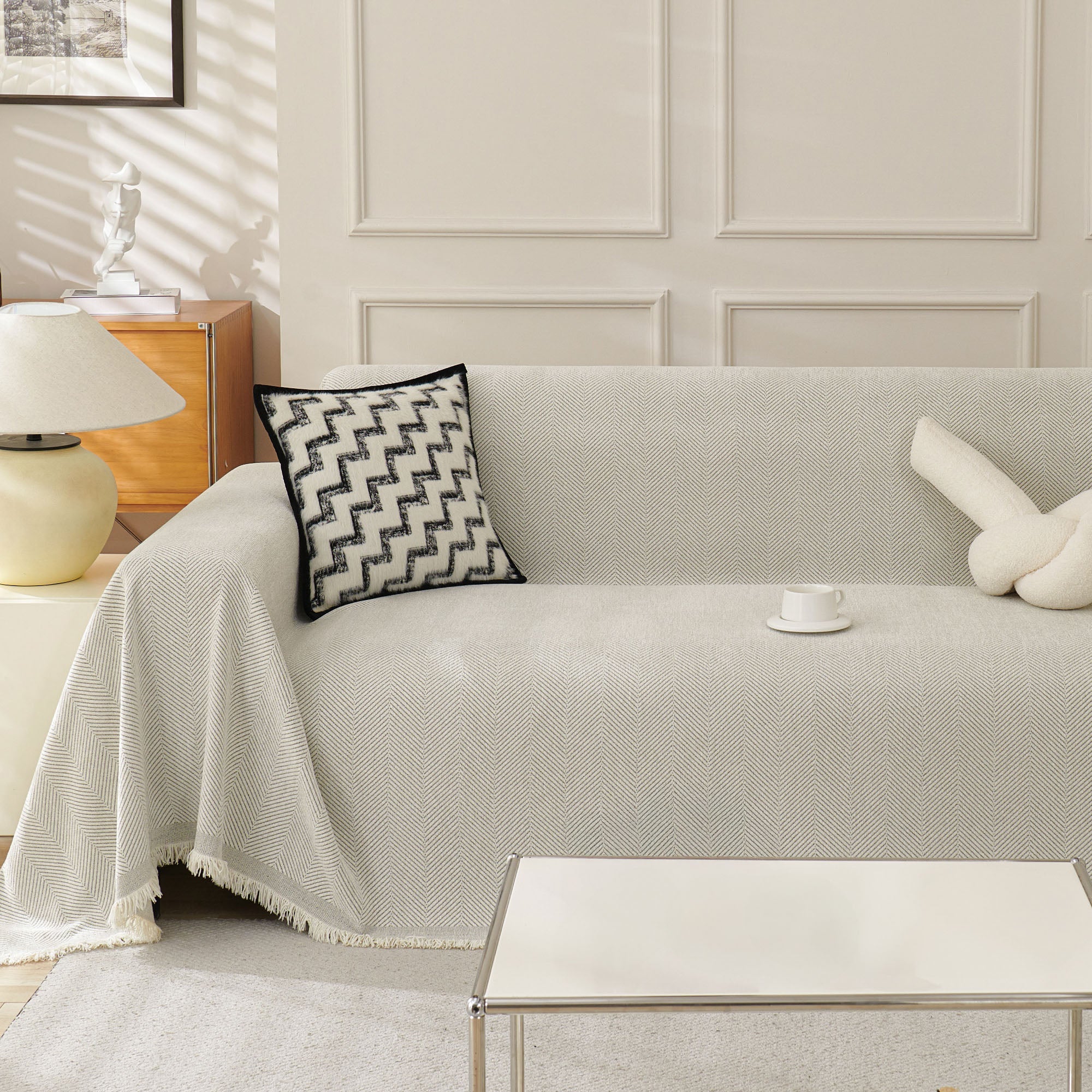 Soft Breathable Herringbone Sofa Cover for Modern Cozy Living