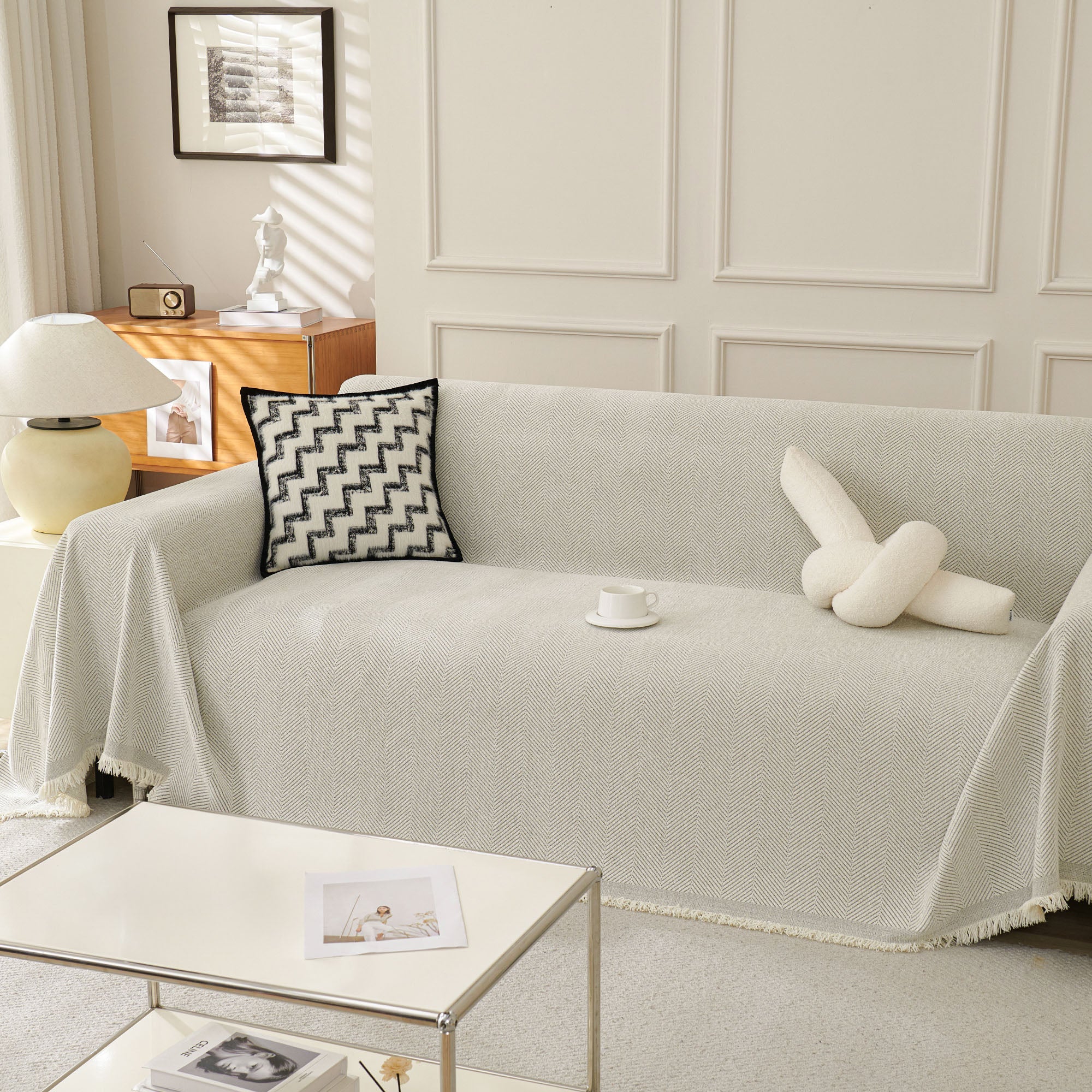 Soft Breathable Herringbone Sofa Cover for Modern Cozy Living