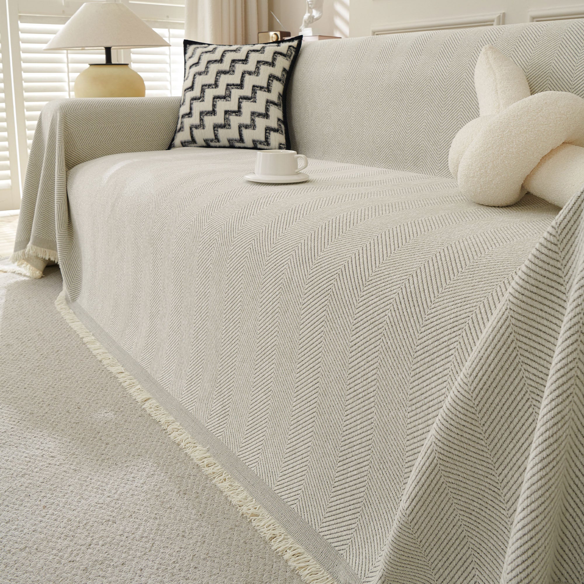 Soft Breathable Herringbone Sofa Cover for Modern Cozy Living