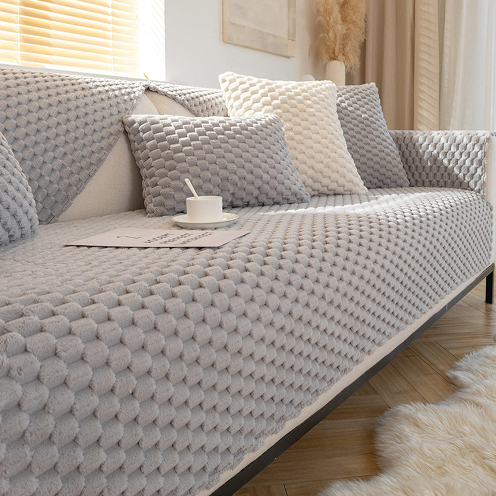 Plush Pebble Texture Non Slip Couch Cover for Everyday Comfort