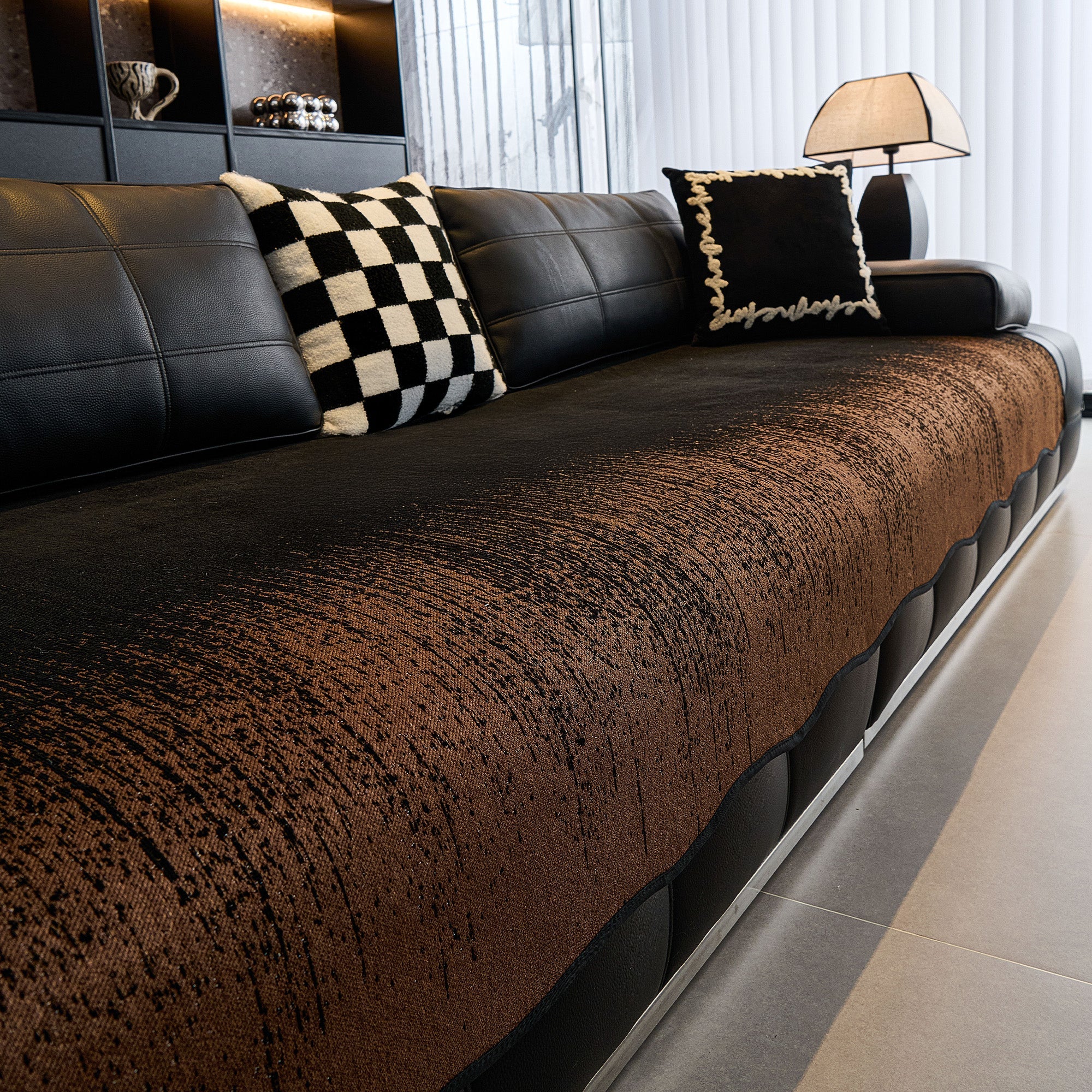 Ombre Chenille Non Slip Couch Cover for Modern Living Rooms