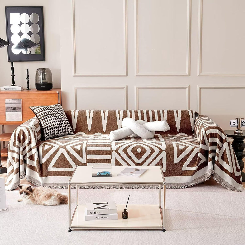 Geometric Boho Sofa Cover for Modern Pet Friendly Living