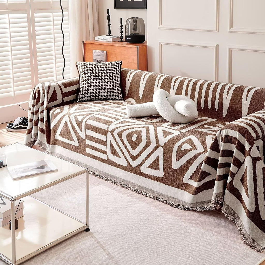 Geometric Boho Sofa Cover for Modern Pet Friendly Living