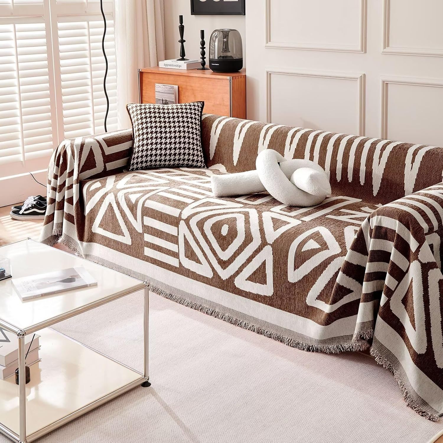 Geometric Boho Sofa Cover for Modern Pet Friendly Living