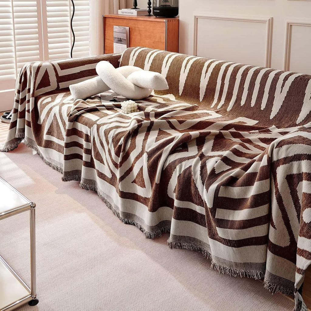 Geometric Boho Sofa Cover for Modern Pet Friendly Living