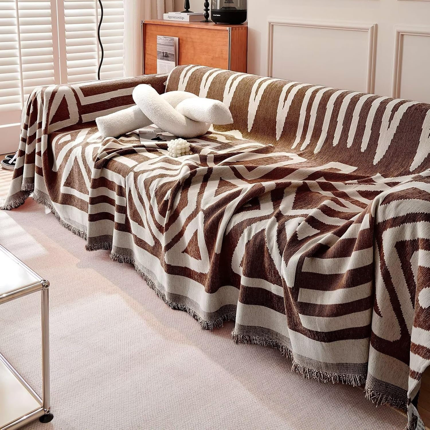 Geometric Boho Sofa Cover for Modern Pet Friendly Living