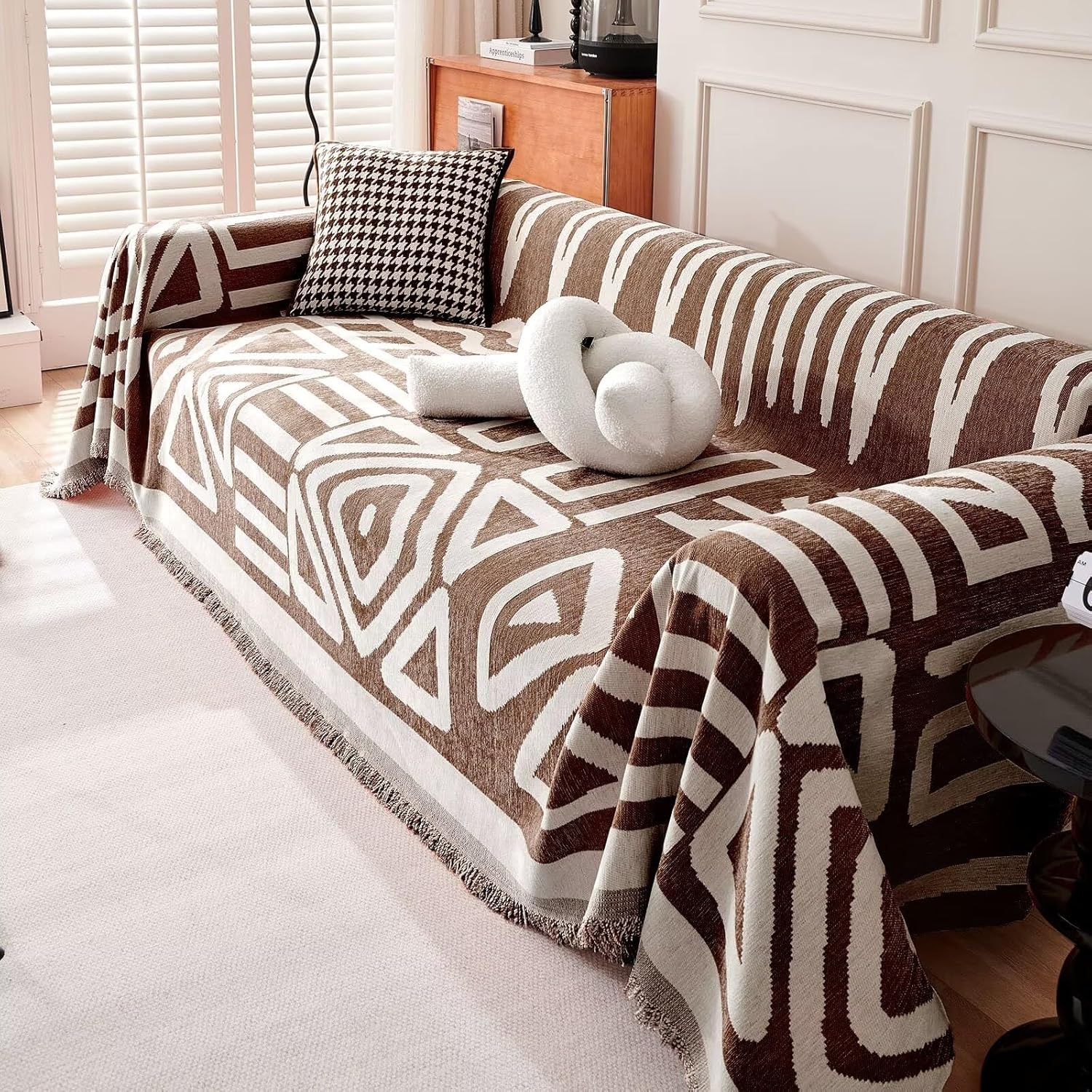 Geometric Boho Sofa Cover for Modern Pet Friendly Living