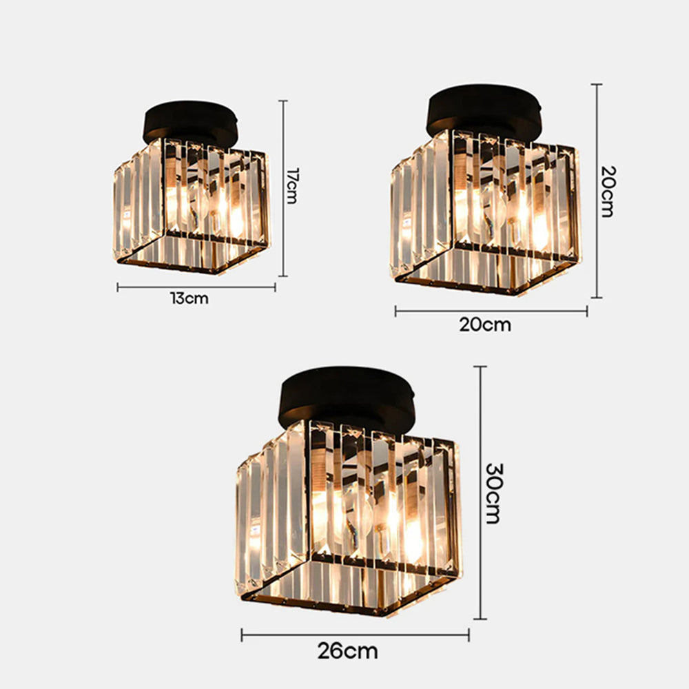 Modern Crystal Flush Mount Ceiling Light Brass Hallway Lamp