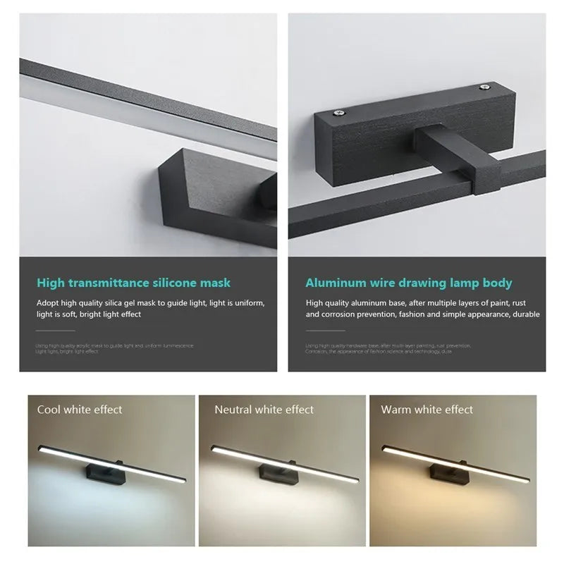 Modern Acrylic Wall Lamp | Adjustable LED Lighting & Waterproof Design for Bathroom Sconces
