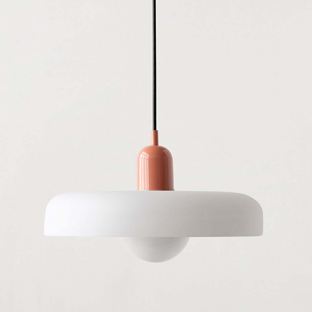 Colored Glass Pendant Light, Bauhaus Geometric Shade, Kitchen Island Lamp