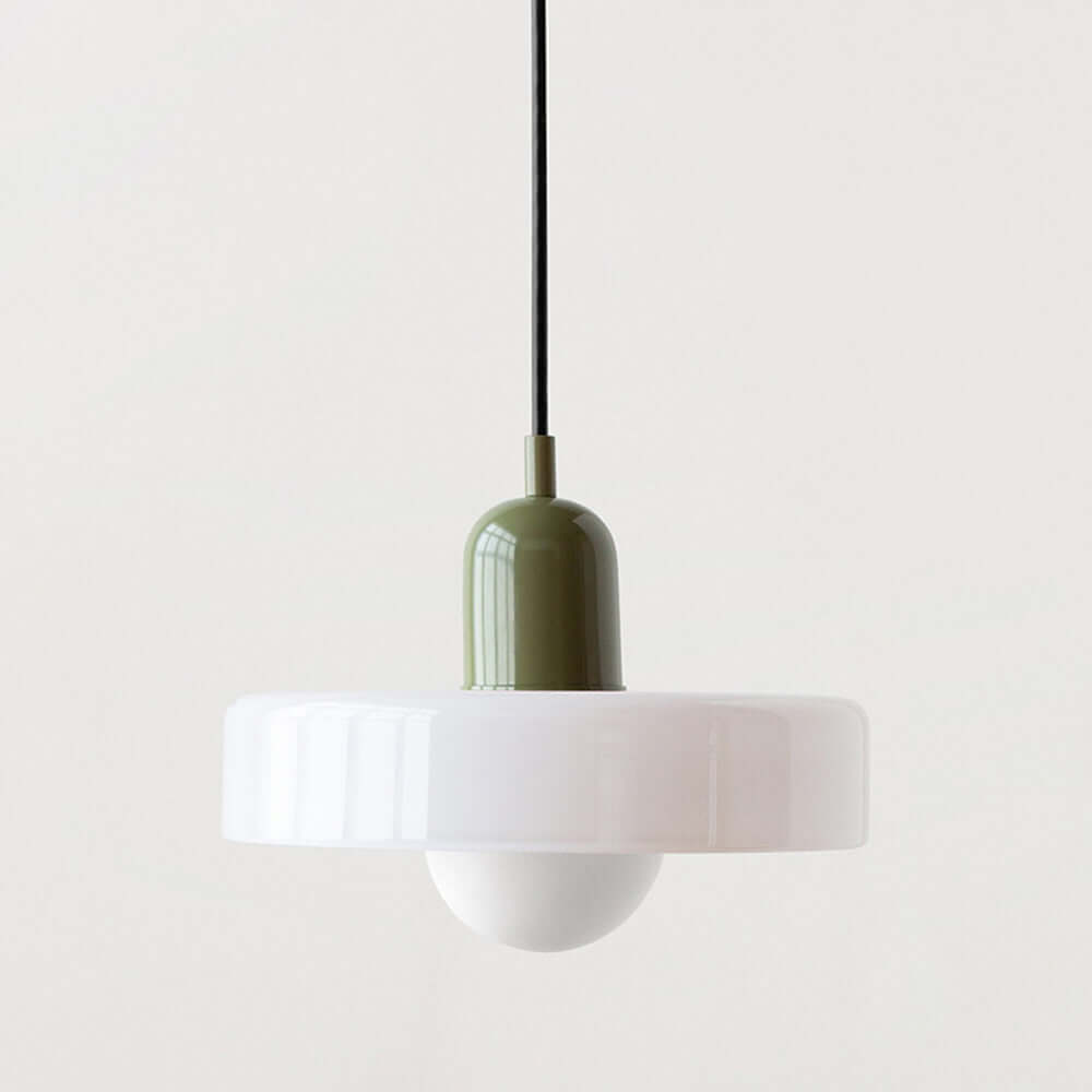 Colored Glass Pendant Light, Bauhaus Geometric Shade, Kitchen Island Lamp