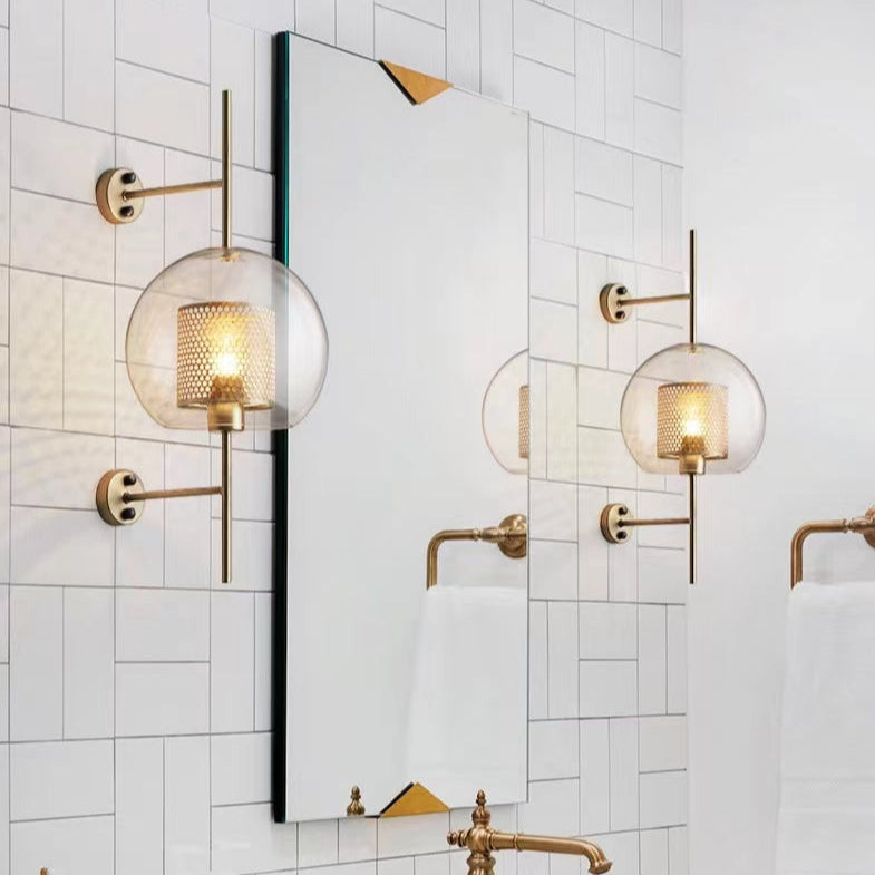Modern Brass Wall Sconce with Honeycomb Glass Shade | Elegant Wall Lighting for Ambient Indoor Spaces