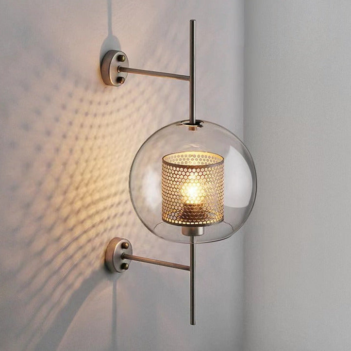 Modern Brass Wall Sconce with Honeycomb Glass Shade | Elegant Wall Lighting for Ambient Indoor Spaces