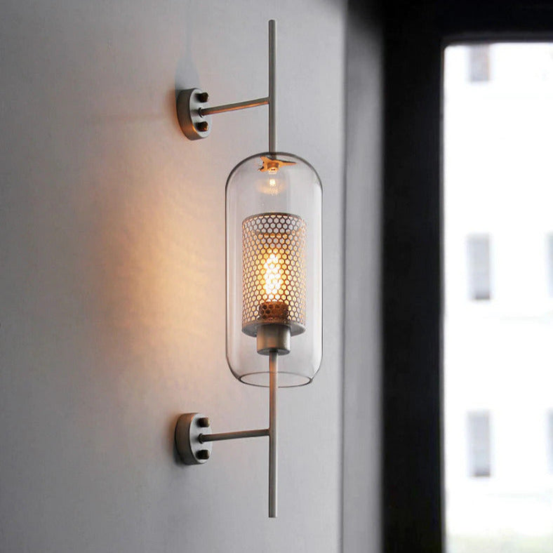 Modern Brass Wall Sconce with Honeycomb Glass Shade | Elegant Wall Lighting for Ambient Indoor Spaces