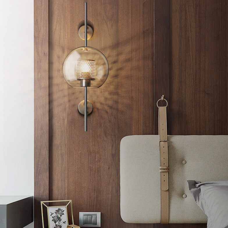 Modern Brass Wall Sconce with Honeycomb Glass Shade | Elegant Wall Lighting for Ambient Indoor Spaces