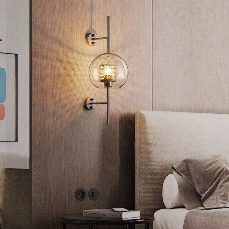 Modern Brass Wall Sconce with Honeycomb Glass Shade | Elegant Wall Lighting for Ambient Indoor Spaces