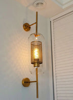 Modern Brass Wall Sconce with Honeycomb Glass Shade | Elegant Wall Lighting for Ambient Indoor Spaces