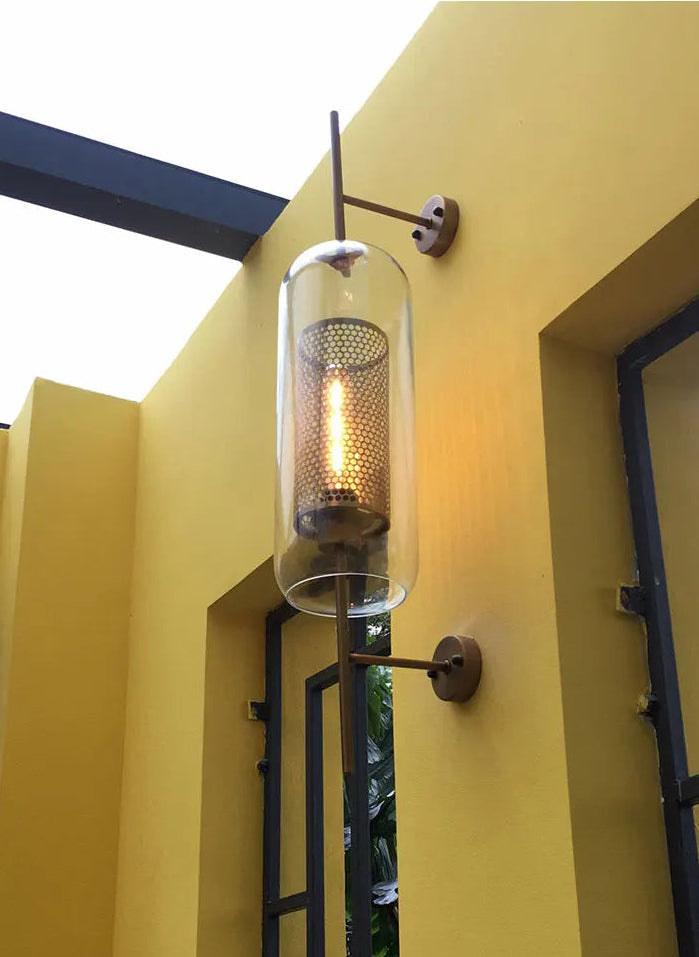 Brass Wall Sconce, Honeycomb Glass Shade, Modern LED, Bedroom Living Room