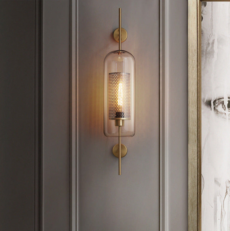 Modern Brass Wall Sconce with Honeycomb Glass Shade | Elegant Wall Lighting for Ambient Indoor Spaces