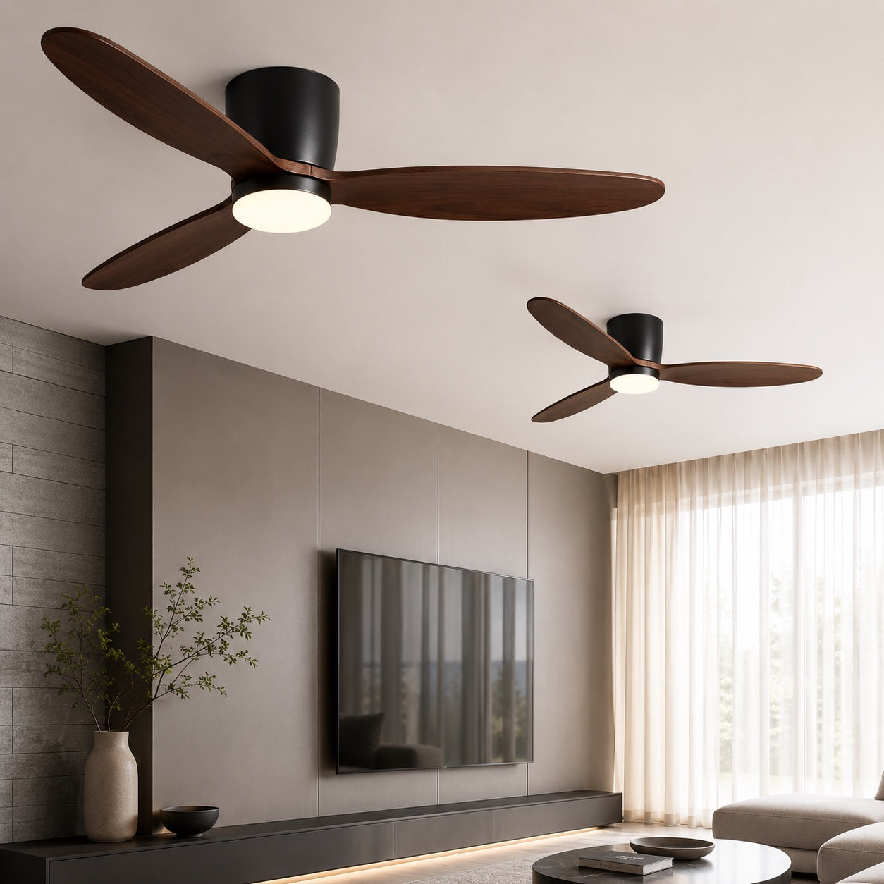 Modern Ceiling Fans with Lights | LED Flush Mount Design & 6-Speed DC Motor for Enhanced Airflow
