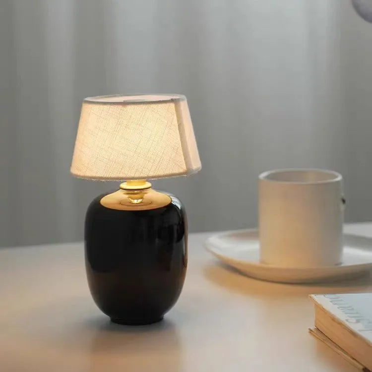 Modern Ceramic Bedside Lamp with Rechargeable Cordless Design | Elegant Nightstand Lighting for Cozy Bedrooms