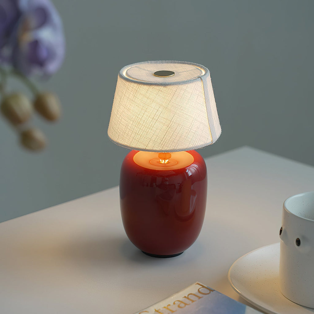 Modern Ceramic Bedside Lamp with Rechargeable Cordless Design | Elegant Nightstand Lighting for Cozy Bedrooms