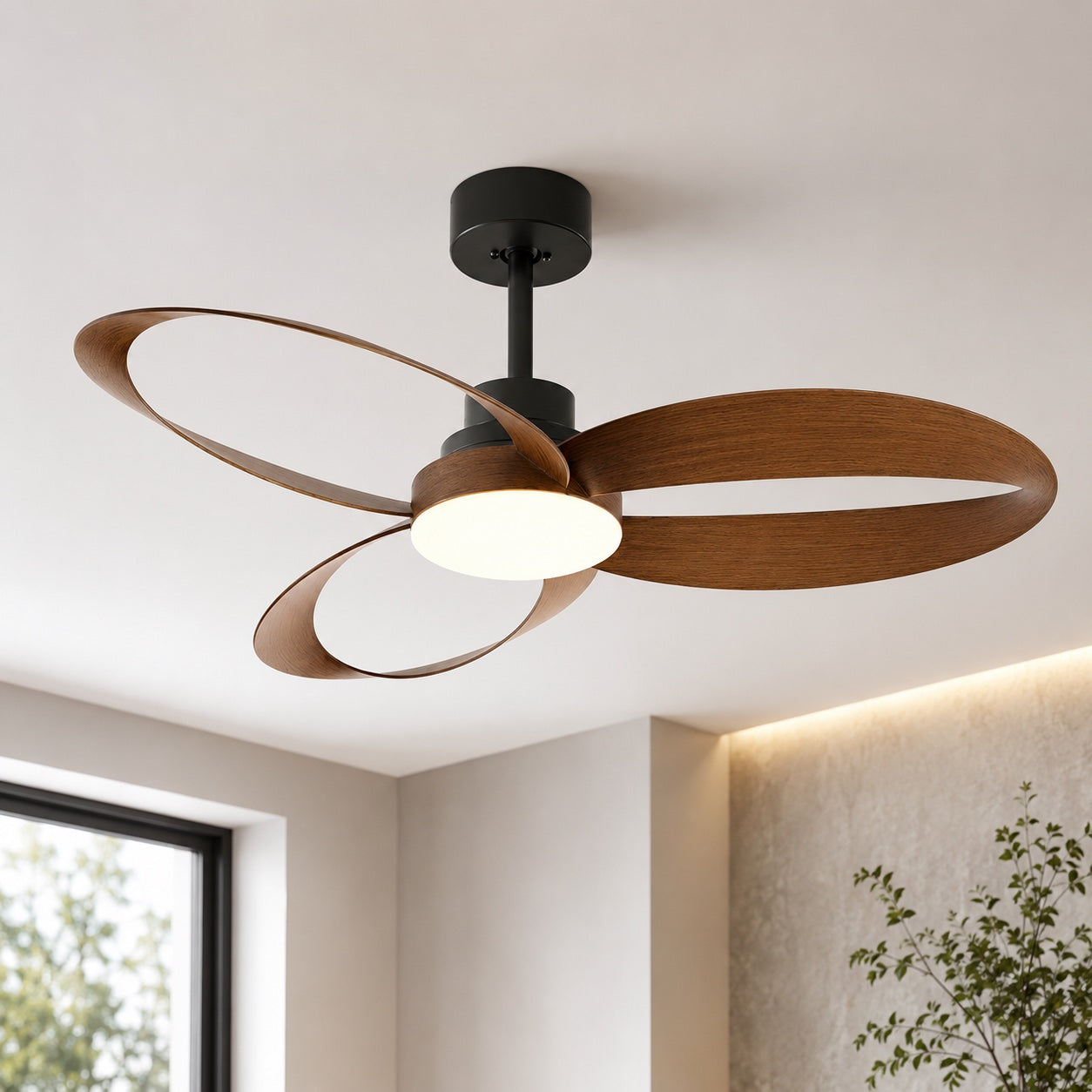 Modern Flush Mount Ceiling Fan with LED Light & Remote Control | 6-Speed DC Motor for Enhanced Airflow