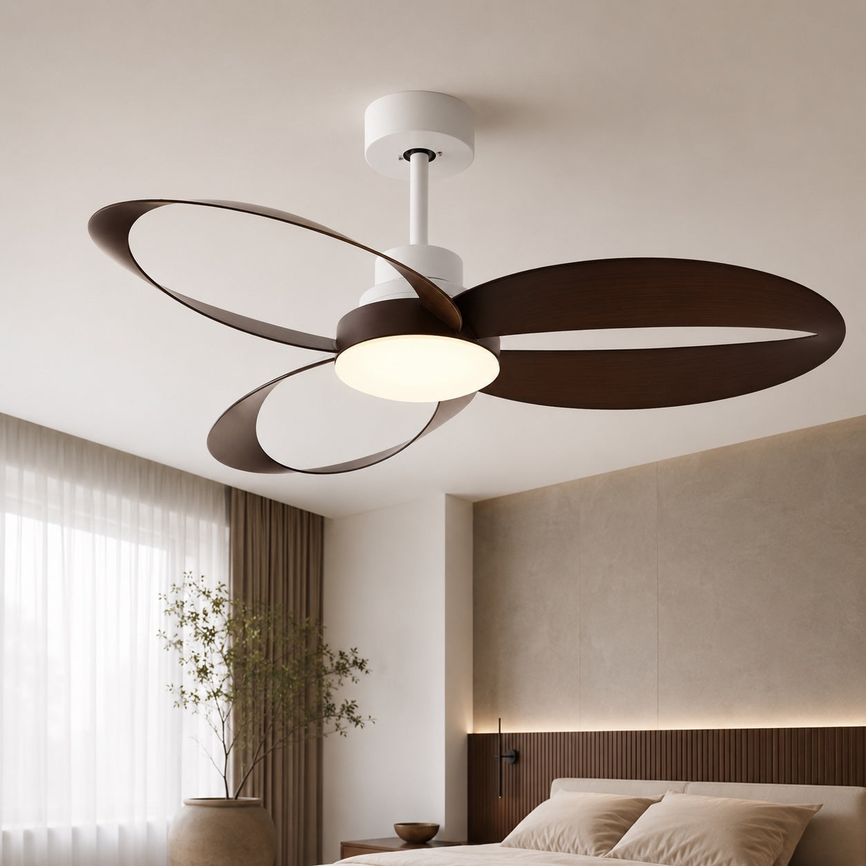 Modern Flush Mount Ceiling Fan with LED Light & Remote Control | 6-Speed DC Motor for Enhanced Airflow