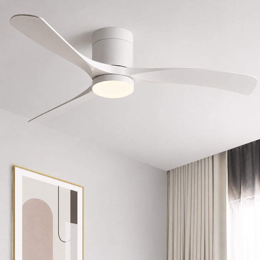Modern Flush Mount Ceiling Fan with LED Light & Remote Control | Whisper-Quiet Design for Year-Round Comfort