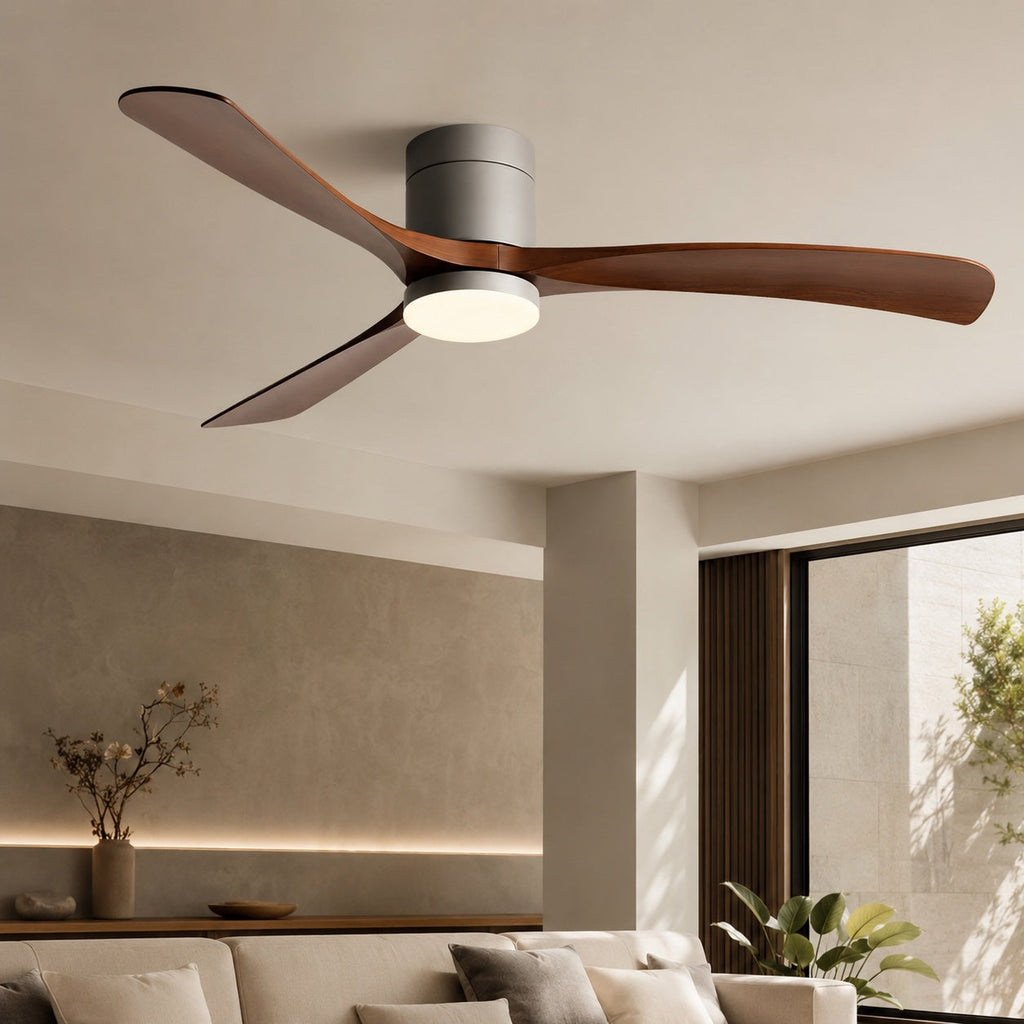Modern Flush Mount Ceiling Fan with LED Light & Remote Control | Whisper-Quiet Design for Year-Round Comfort