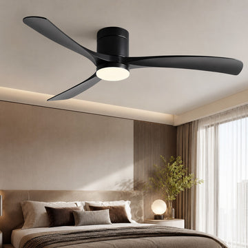 Modern Flush Mount Ceiling Fan with LED Light & Remote Control | Whisper-Quiet Design for Year-Round Comfort