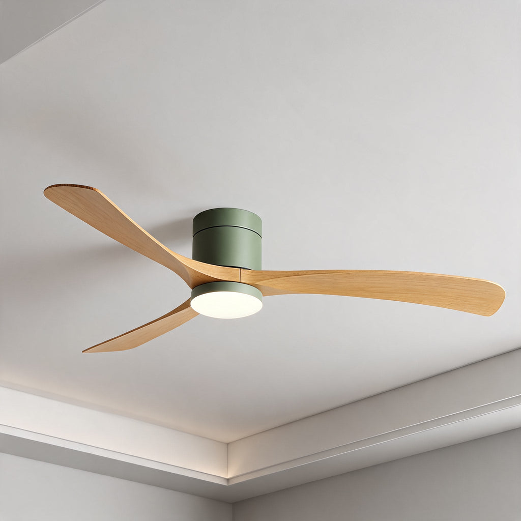 Modern Flush Mount Ceiling Fan with LED Light & Remote Control | Whisper-Quiet Design for Year-Round Comfort