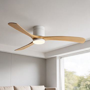 Modern Flush Mount Ceiling Fan with LED Light & Remote Control | Whisper-Quiet Design for Year-Round Comfort