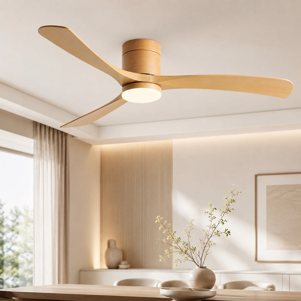 Modern Flush Mount Ceiling Fan with LED Light & Remote Control | Whisper-Quiet Design for Year-Round Comfort