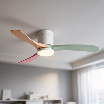Modern Flush Mount Ceiling Fan with LED Light & Remote Control | Whisper-Quiet Design for Year-Round Comfort