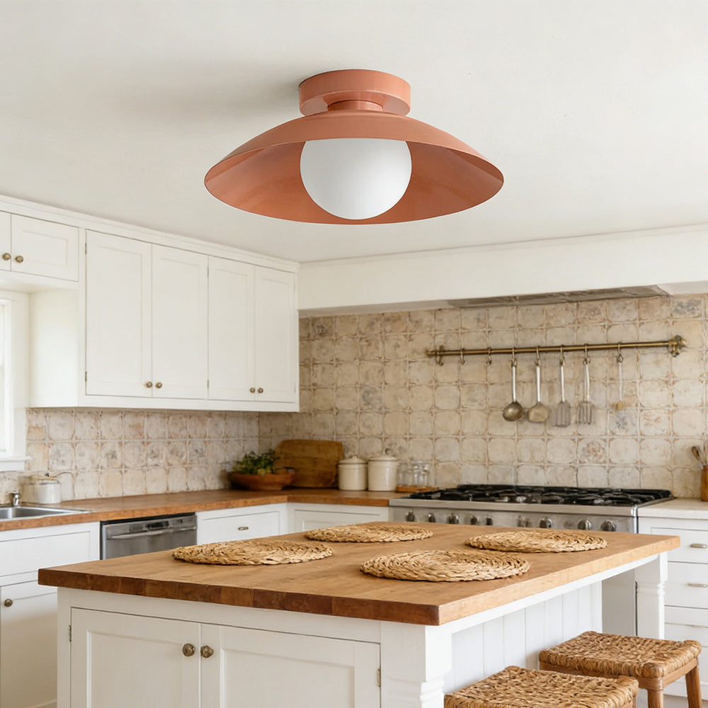 Modern Flush Mount Ceiling Light with Integrated LED & Rose Copper Finish for Stylish Ambiance