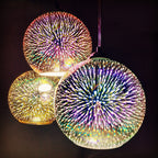 Modern Glass Pendant Light | 3D Colorful Fireworks Design with Adjustable Chain for Vibrant Kitchen Pendant Lighting