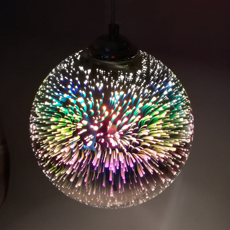 Modern Glass Pendant Light | 3D Colorful Fireworks Design with Adjustable Chain for Vibrant Kitchen Pendant Lighting