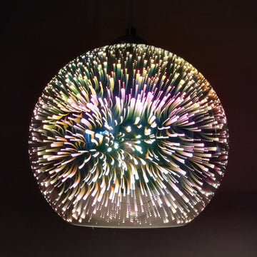 Modern Glass Pendant Light | 3D Colorful Fireworks Design with Adjustable Chain for Vibrant Kitchen Pendant Lighting